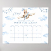Teddy Bear Vliegtuig Baby Boy Vervaldatum Agenda Poster (Voorkant)