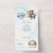Teddy Bear Vliegtuig Flying Boy Baby shower All In One Uitnodiging (Binnen)