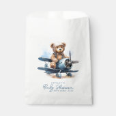 Teddy Bear Vliegtuig Waterverf Boy Baby shower Bedankzakje (Voorkant)