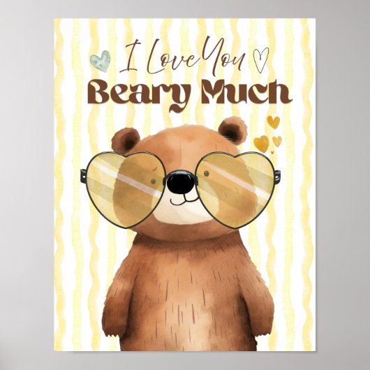 Teddy bear wall art I love you beary much poster (Devant)