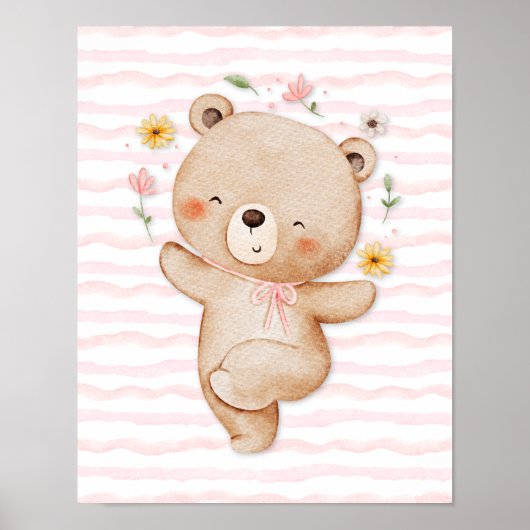 Teddy bear wall art poster Happy dance poster (Devant)