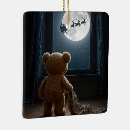 Teddy Bear Watching Santa Claus Keramisch Ornament (Rechts)