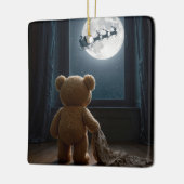 Teddy Bear Watching Santa Claus Keramisch Ornament (Links)