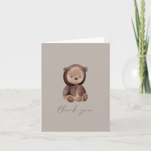 Teddy Bear Waterverf Boho Brown Neutral Bedankkaart