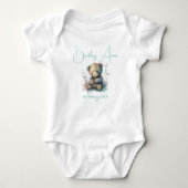 Teddy Bear Waterverf Floral Greenery Custom Name Romper (Voorkant)