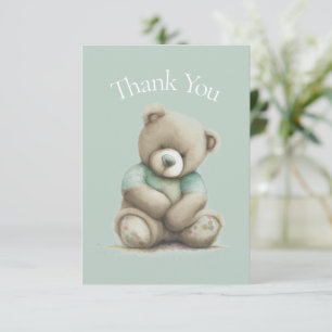 Teddy Bear Waterverf Green Baby shower Dank u wel Bedankkaart