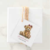 Teddy Bear Waterverf Meisje Baby shower Bedankjes Labels (In situ)