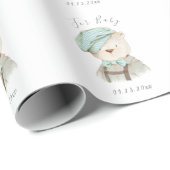 Teddy Bear Waterverf Script Baby shower Cadeaupapier (Rol Hoek)