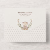 Teddy Bear, we kunnen Baby shower afwachten All In One Uitnodiging (Achterkant)