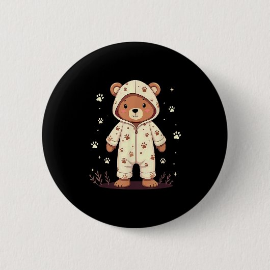 Teddy Bear Wearing Pajamas Ronde Button 5,7 Cm (Voorkant)