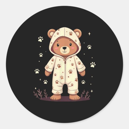 Teddy Bear Wearing Pajamas  Ronde Sticker (Voorkant)