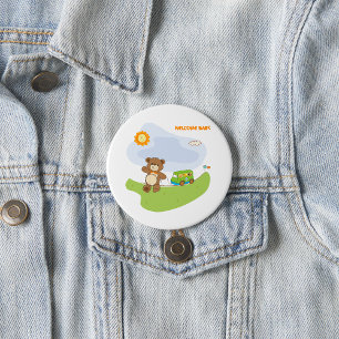 Teddy Bear Welkom Baby Nursery Design Ronde Button 7,6 Cm
