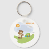Teddy Bear Welkom Baby Nursery Design Sleutelhanger (Achterkant)