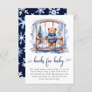 Teddy Bear Winter Boy Baby shower Boeken voor Baby Informatiekaartje