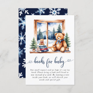 Teddy Bear Winter Boy Baby shower Boeken voor Baby Informatiekaartje