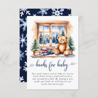 Teddy Bear Winter Boy Baby shower Boeken voor Baby Informatiekaartje