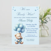 Teddy Bear with balloons baby shower invitation (Debout devant)