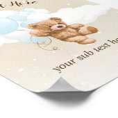 Teddy Bear with Blue Balloons Table Sign Poster (Hoek)