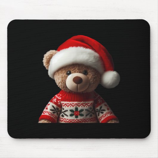 Teddy Bear With Santa Hat Christmas Xmas Lover Kid Muismat (Voorkant)