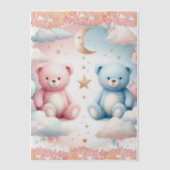 Teddy Bear wolken en maan Zitting Grafiek Vellum Uitnodigingen (Voorkant)