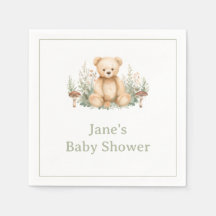 Teddy Bear Woodland Cocktailservetjes Salie