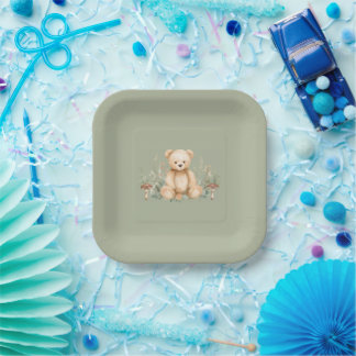 Teddy Bear Woodland Papieren Bord Sage Green