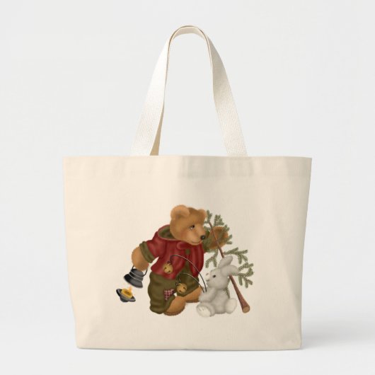 Teddy Bear Woodsman Grote Tote Bag (Voorkant)