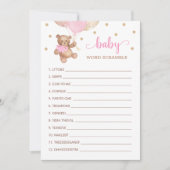 Teddy Bear Word Scramble Baby shower Carte de jeu (Devant)