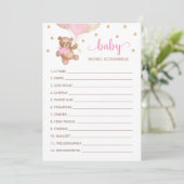 Teddy Bear Word Scramble Baby shower Carte de jeu (Debout devant)