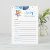 Teddy Bear Word Scramble Baby shower Carte de jeu (Debout devant)