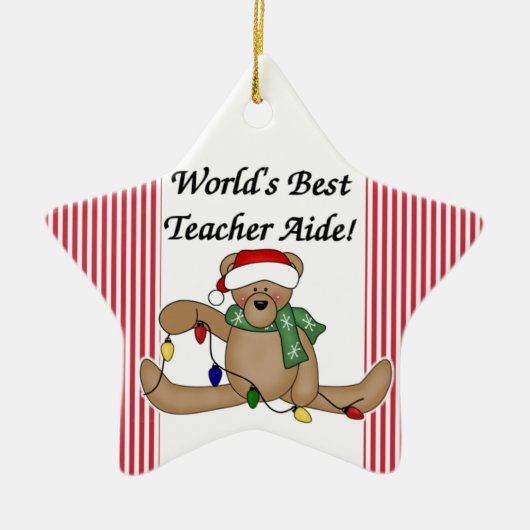 Teddy Bear World's Best Teacher Aide Ornament (Voorkant)