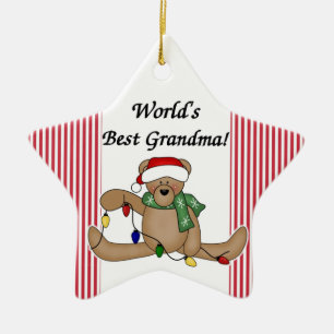 Teddy Bear World's beste grootmaornament Keramisch Ornament