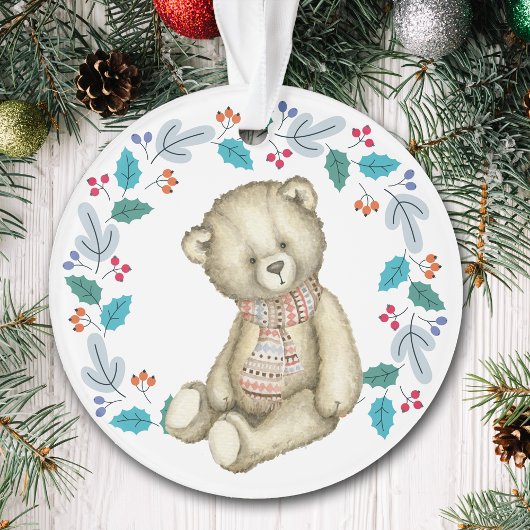 Teddy Bear Wreath Grandchild Holiday
