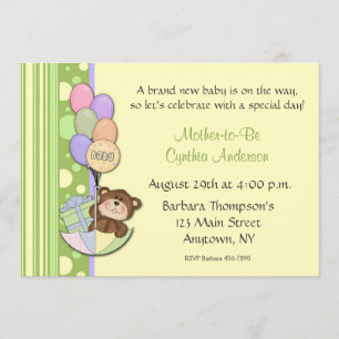 Teddy Bear Yellow Baby shower Invitation Kaart