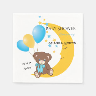 Teddy Bear zit op de maan Baby Boy Shower Servet