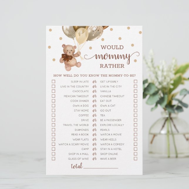 Teddy Bear zou mama een Baby shower zijn (Staand voorkant)