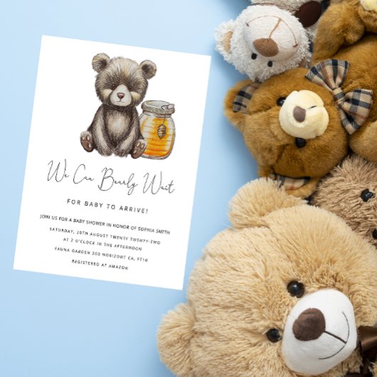Teddy Bearly Wait Baby shower Invitation