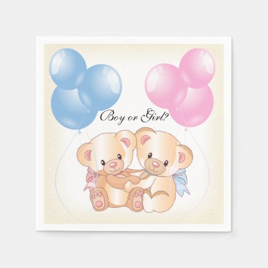 Teddy Bears Baby Gender Reveal Paper Party Servett Servet (Voorkant)