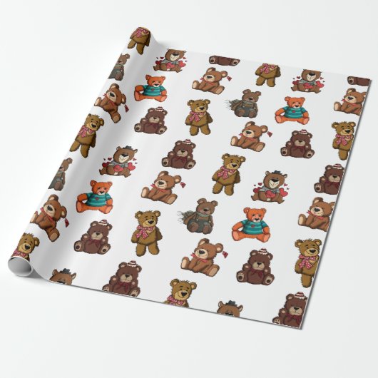 Teddy Bears Cadeaupapier (Uitgerold)