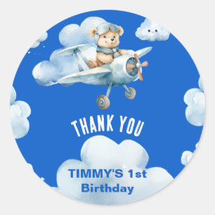 Teddy Bear's Eerste Verjaardag Een Koers Uitstippe Ronde Sticker