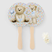 Teddy Bears & Hearts Hand Fan Handwaaier (Voorkant en achterkant)