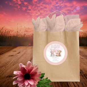 Teddy Bears Het is een meisje met wachttijd Baby s Ronde Sticker