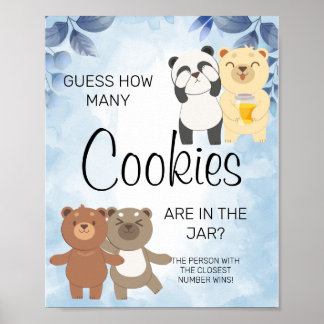 Teddy bears Hoeveel koekjes Baby shower spelen? Poster