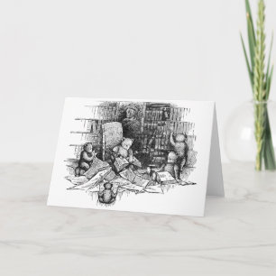 Teddy Bears lezen in de bibliotheek Kaart