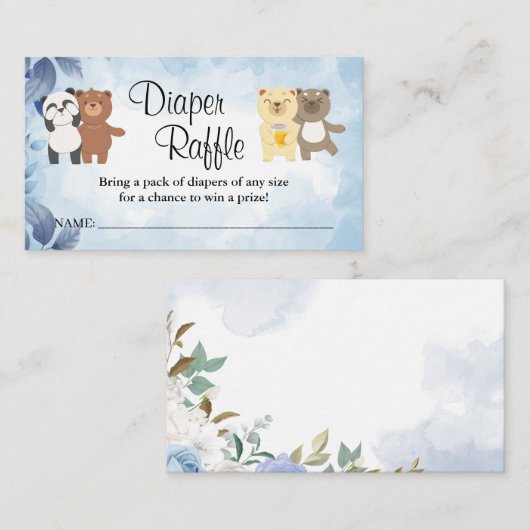 Teddy Bears Luier loterij ticket baby shower (Voorkant / Achterkant)