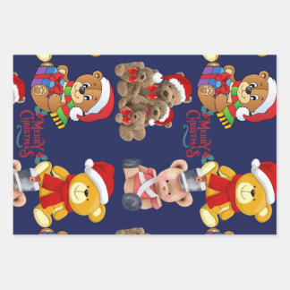 Teddy Bears Merry kerst Inpakpapier Vel