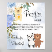 Teddy Bears Pacifier Hunt Baby shower Game Sign Poster (Voorkant)