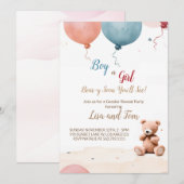 Teddy Bear's Party: Genderonthulling uitnodiging (Voorkant / Achterkant)