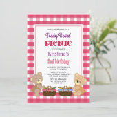 Teddy Bears' picknick verjaardagsfeestje Kaart (Staand voorkant)