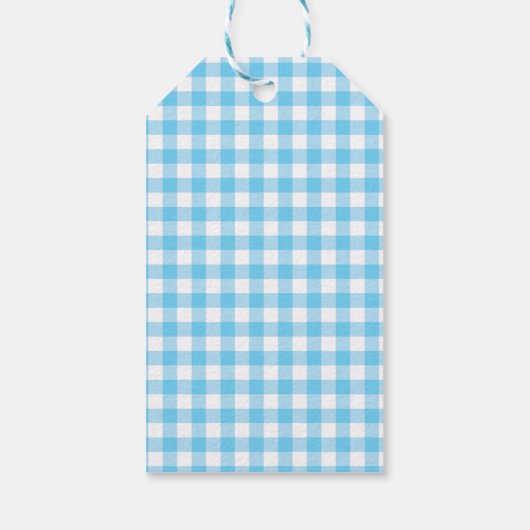 Teddy Bears Picnic Birthday Blue Gingham Dank je Cadeaulabel (Achterkant)
